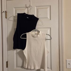 Old Navy Black and White Ribbed Tank Tops